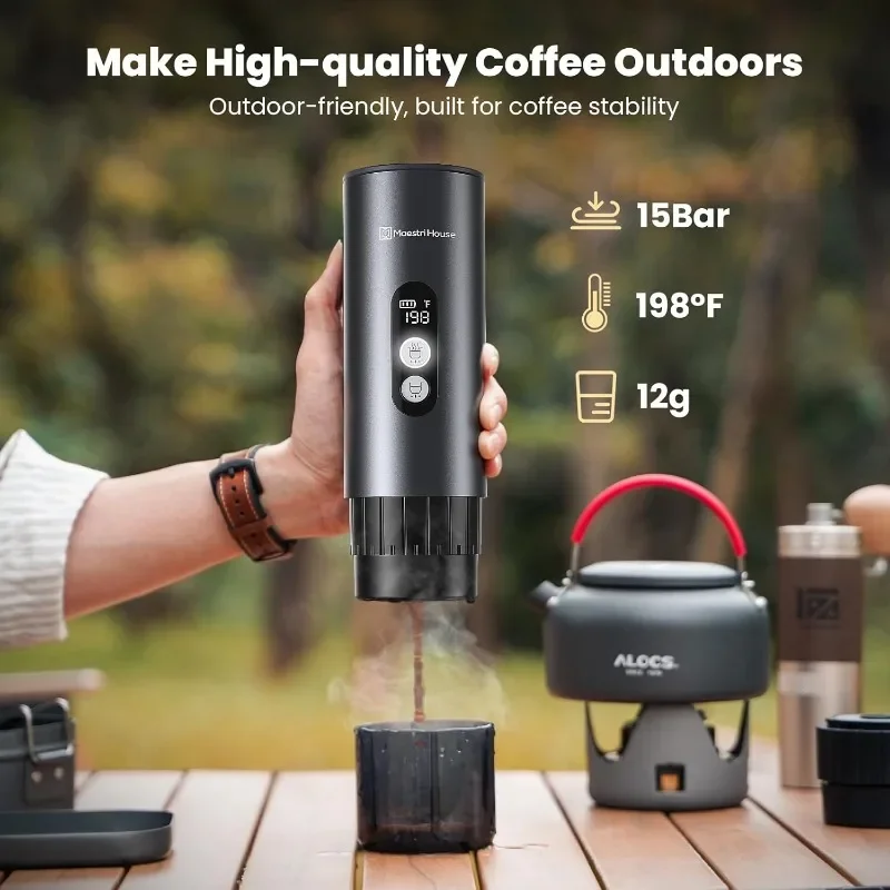 Maestri House 150W Espresso Maker,Portable Travel Espresso Coffee Machine with Small Tea Cup,Also for NS Capsule & Ground Coffee